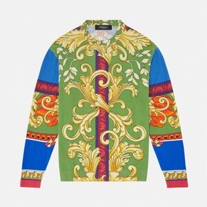Authentic Versace sz M 100% SILK Barocco Renaissance Print Sweater Men's48